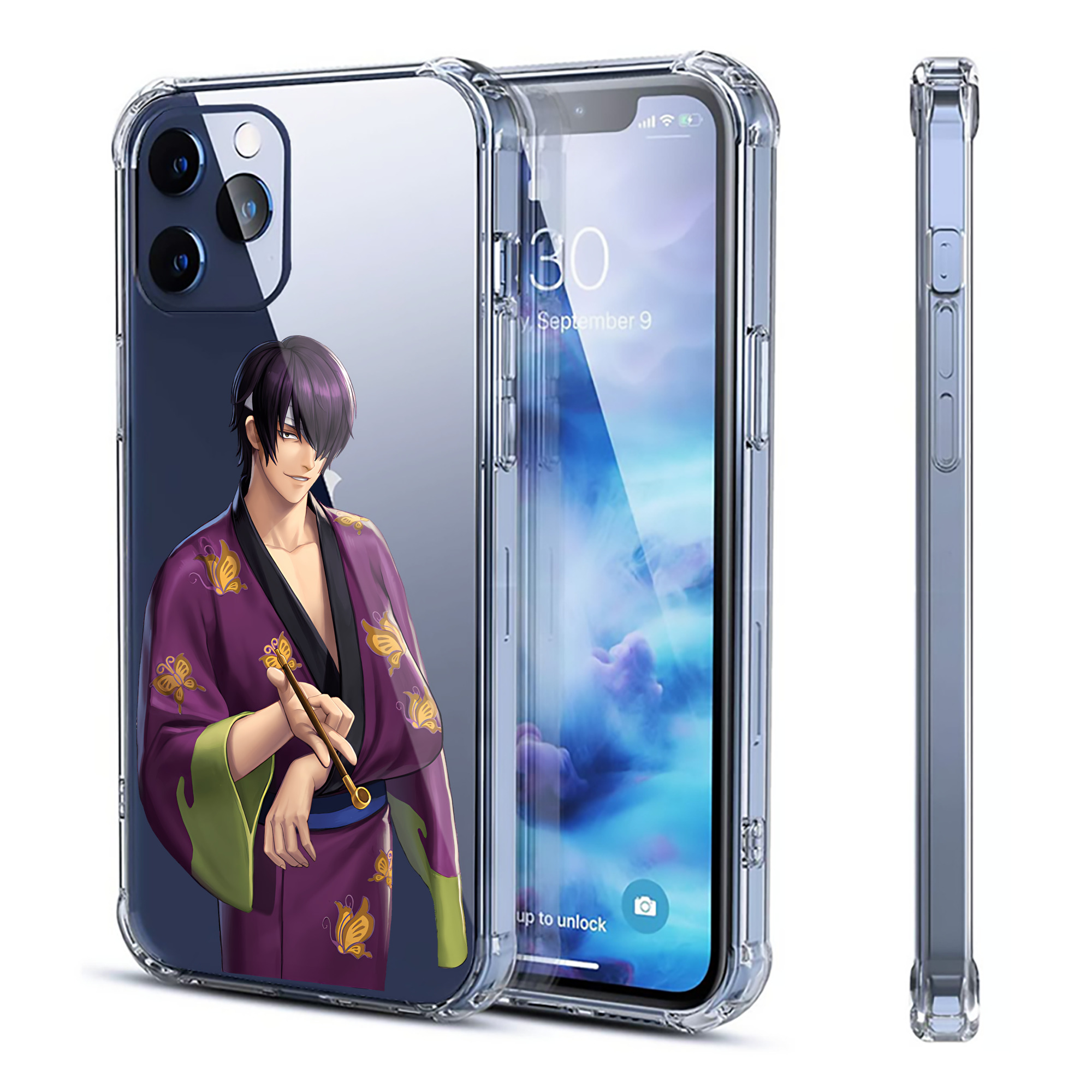 （画像用） ぎんたま 坂田銀時（さかたぎんとき） 神楽 志村新八（しむら しんぱち） GINTAMA Sakata Gintoki Kagura Shimura Shinpachi 【iPhone 12シリーズ対応】透明スマホケース（クリアソフトケース）